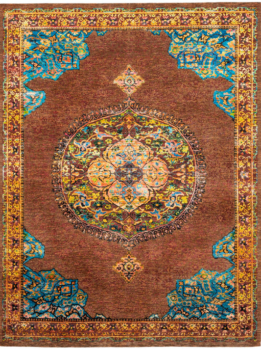 Luxury hand knotted carpet made from Wool & Botanical Silk
