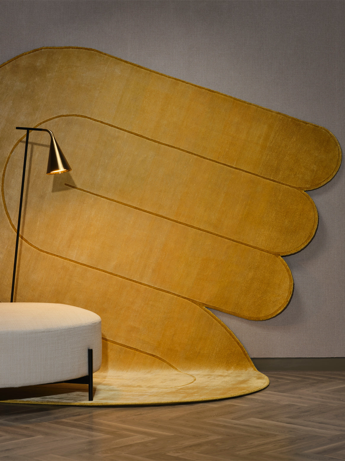 Luxury hand knotted carpet made from 100% Botanical Silk in yellow color and 8' x 6'9" size