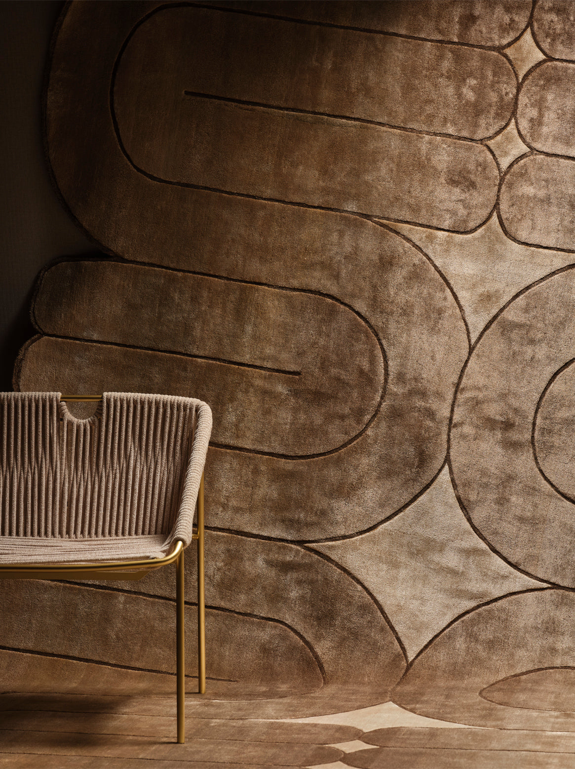 Luxury hand knotted carpet made from 100% Botanical Silk in taupe color and 10’ x 8’5” size