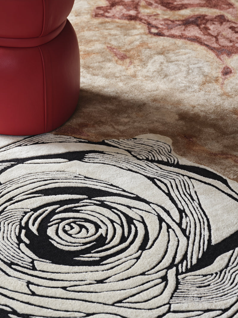 Luxury carpet in Old Rose color and 7'11" x 8'11" size