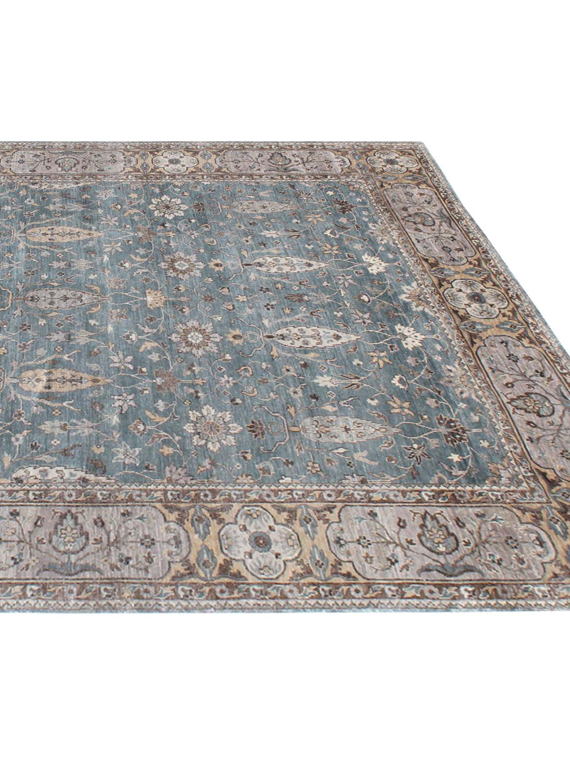 Product: Luxury Carpet | Color: Light Blue & Brown | Size: 5'6" x 8'