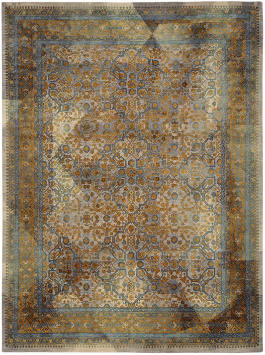 Luxury hand knotted carpet made from Wool & Pure Silk
