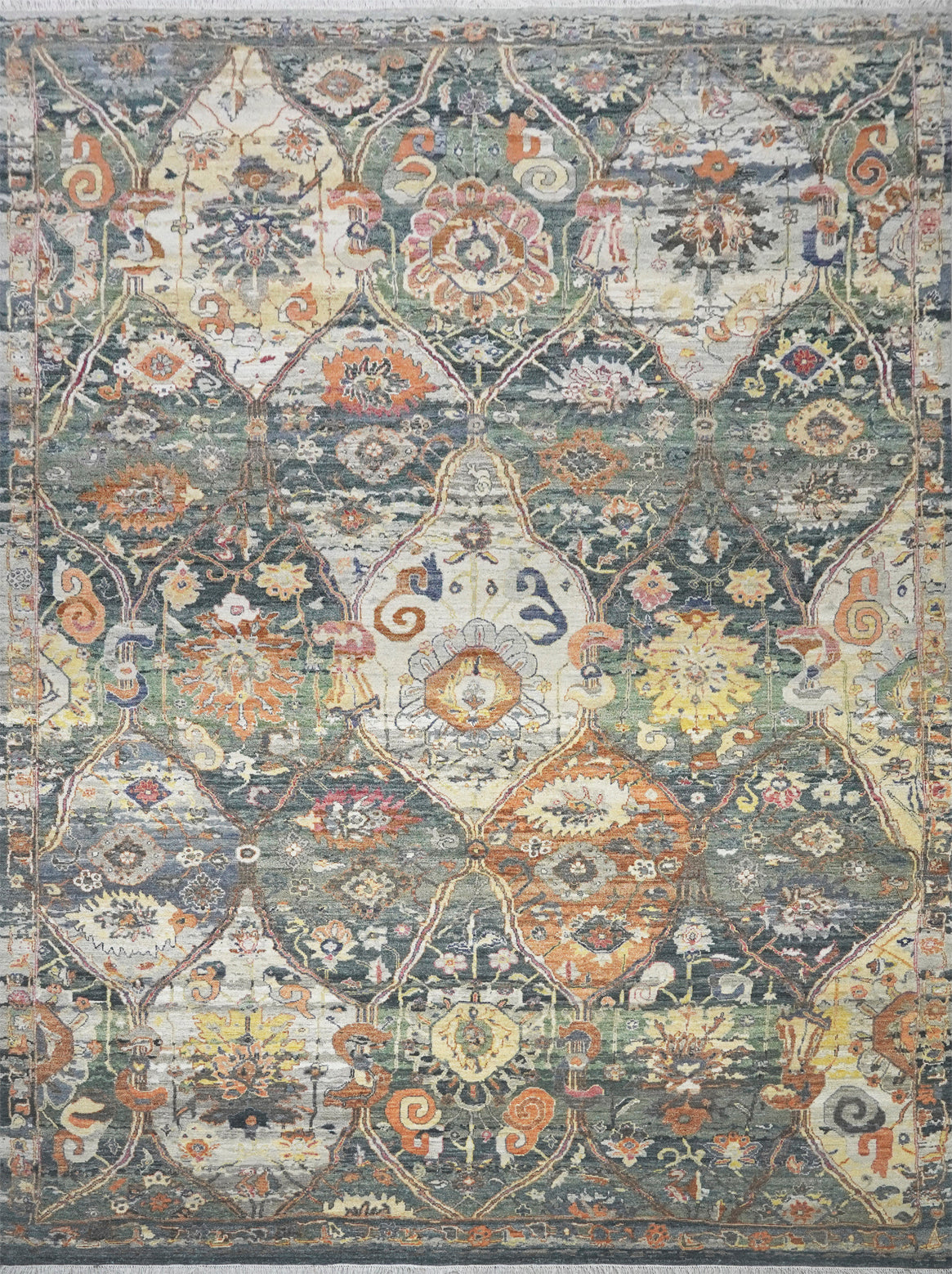 Hands AYSEL Sage Rust Multi Luxury Carpet - 100% Wool, Hand Knotted ()