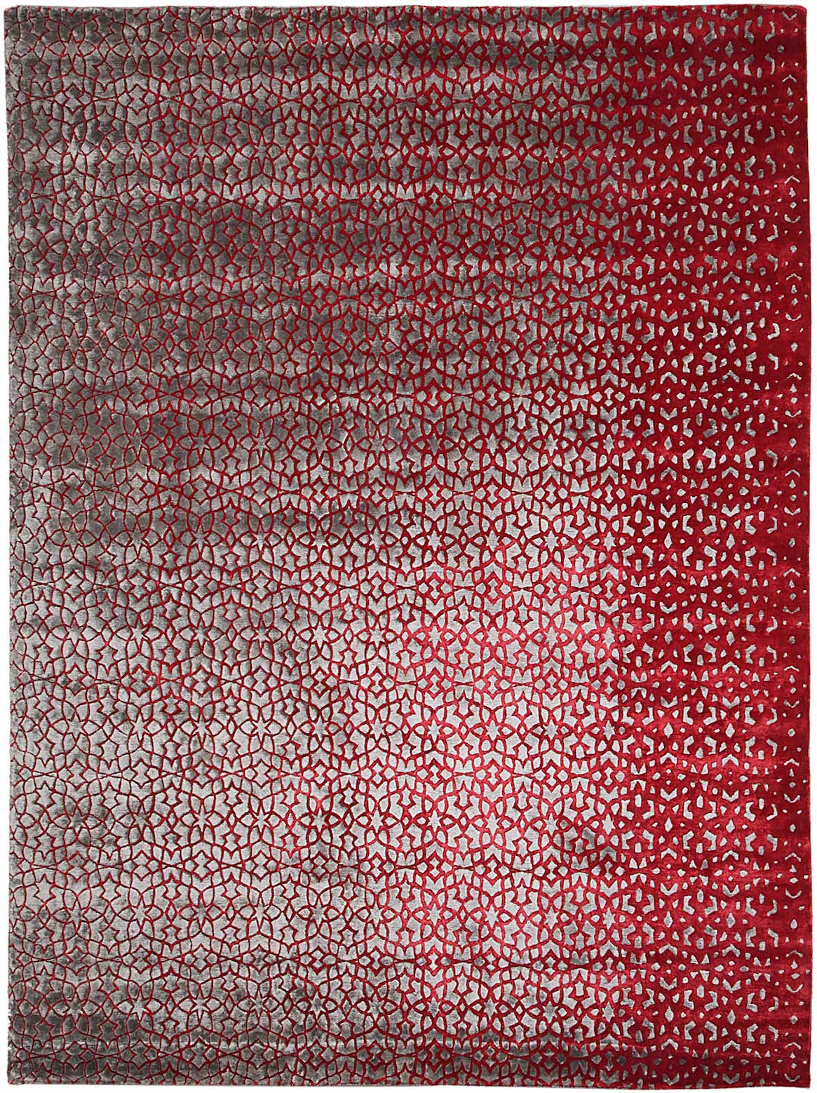 Hands ADIRA Red Luxury Carpet - 100% Botanical Silk, Hand Knotted (5'6" x 8')