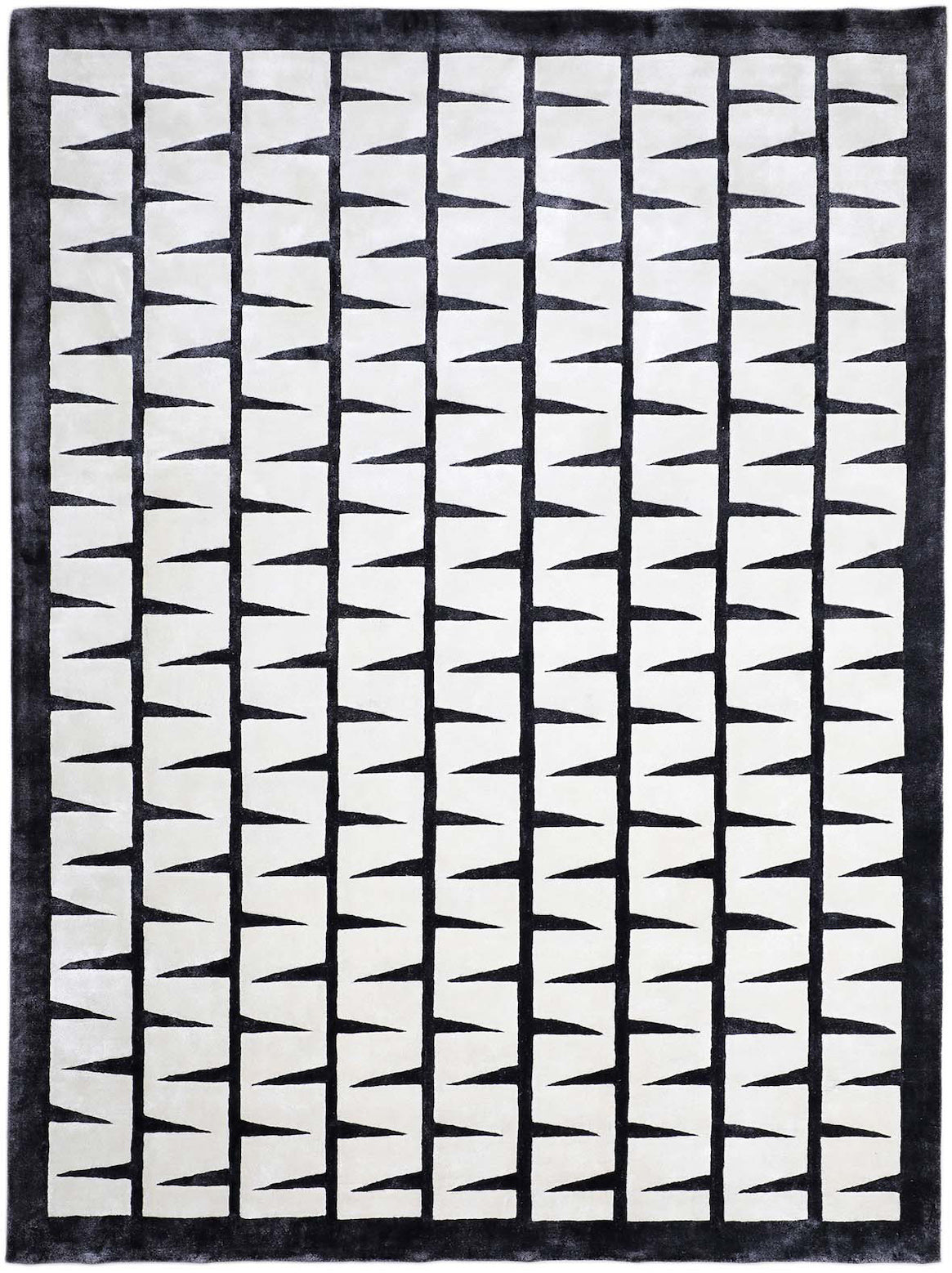 Hands ARRAY Black & White Luxury Carpet - 100% Botanical Silk, Hand Tufted (4'6" x 6'6")