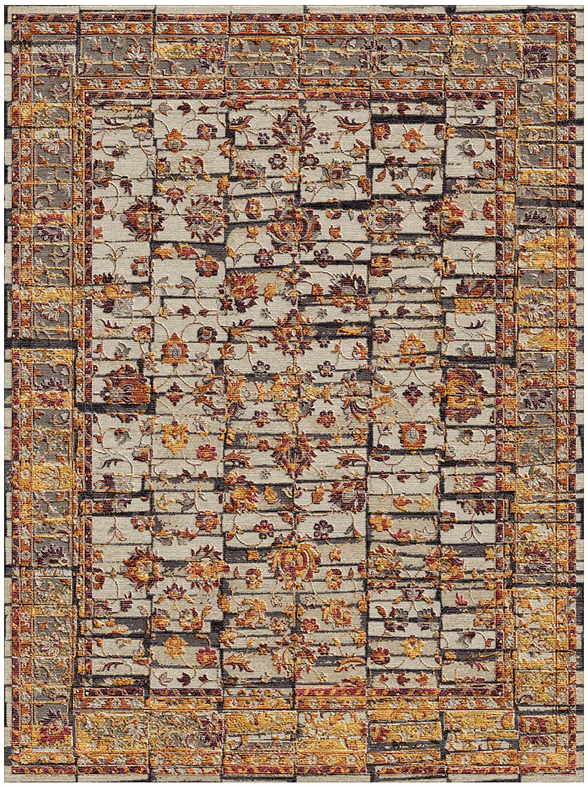 Hands BONITO Rust Gold Luxury Carpet - Wool & Bamboo Silk, Hand Knotted (5'6" x 8')