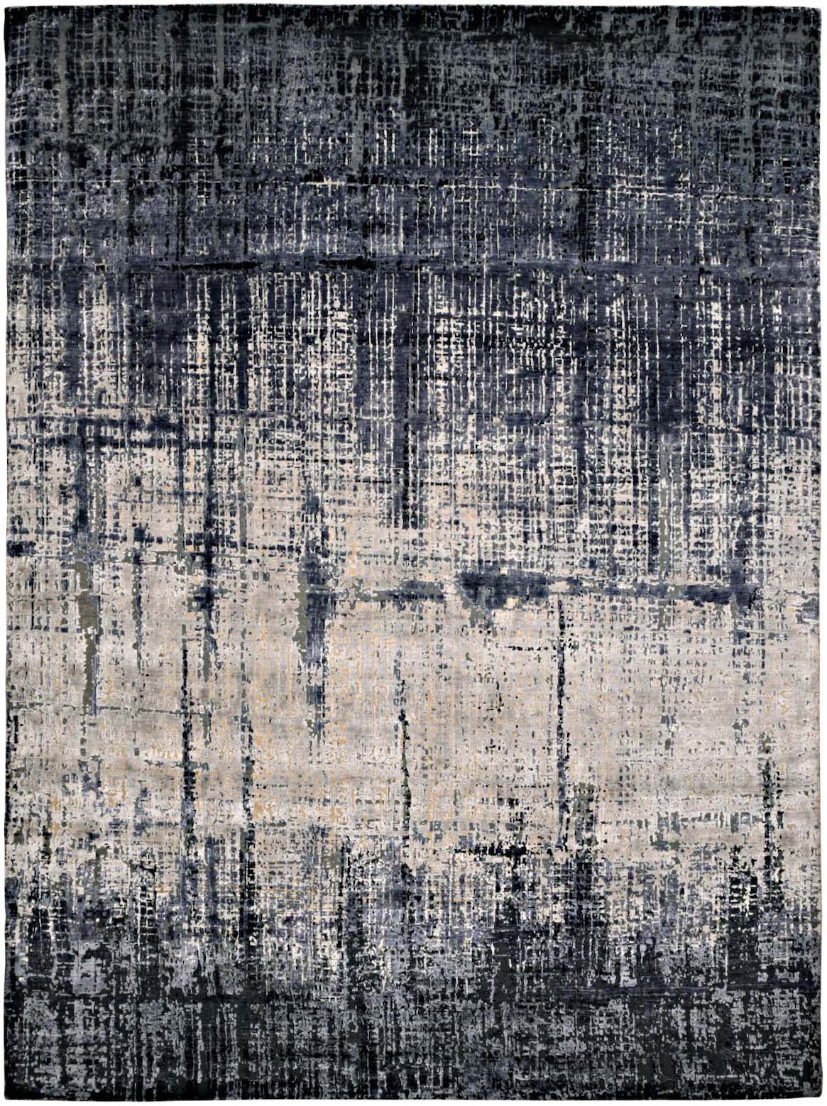 Hands CELESTINE Black Silver Luxury Carpet - Wool & Bamboo Silk, Hand Knotted (5'6" x 8')