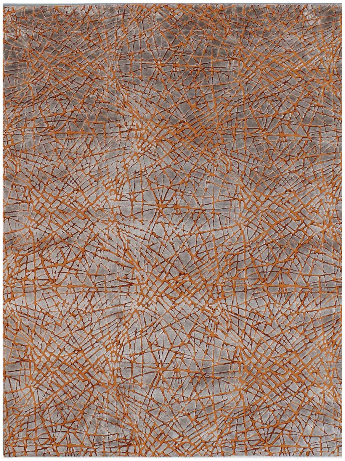 Hands CHAOS Rust Luxury Carpet - Wool & Botanical Silk, Hand Knotted (5'6" x 8')