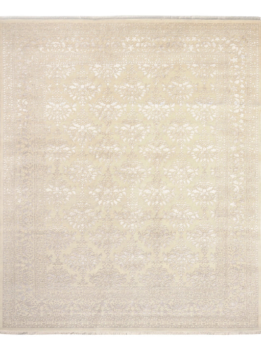 Hands DL 4087 Ivory Beige Luxury Carpet - Wool & Botanical Silk, Hand Knotted (12' x 15')