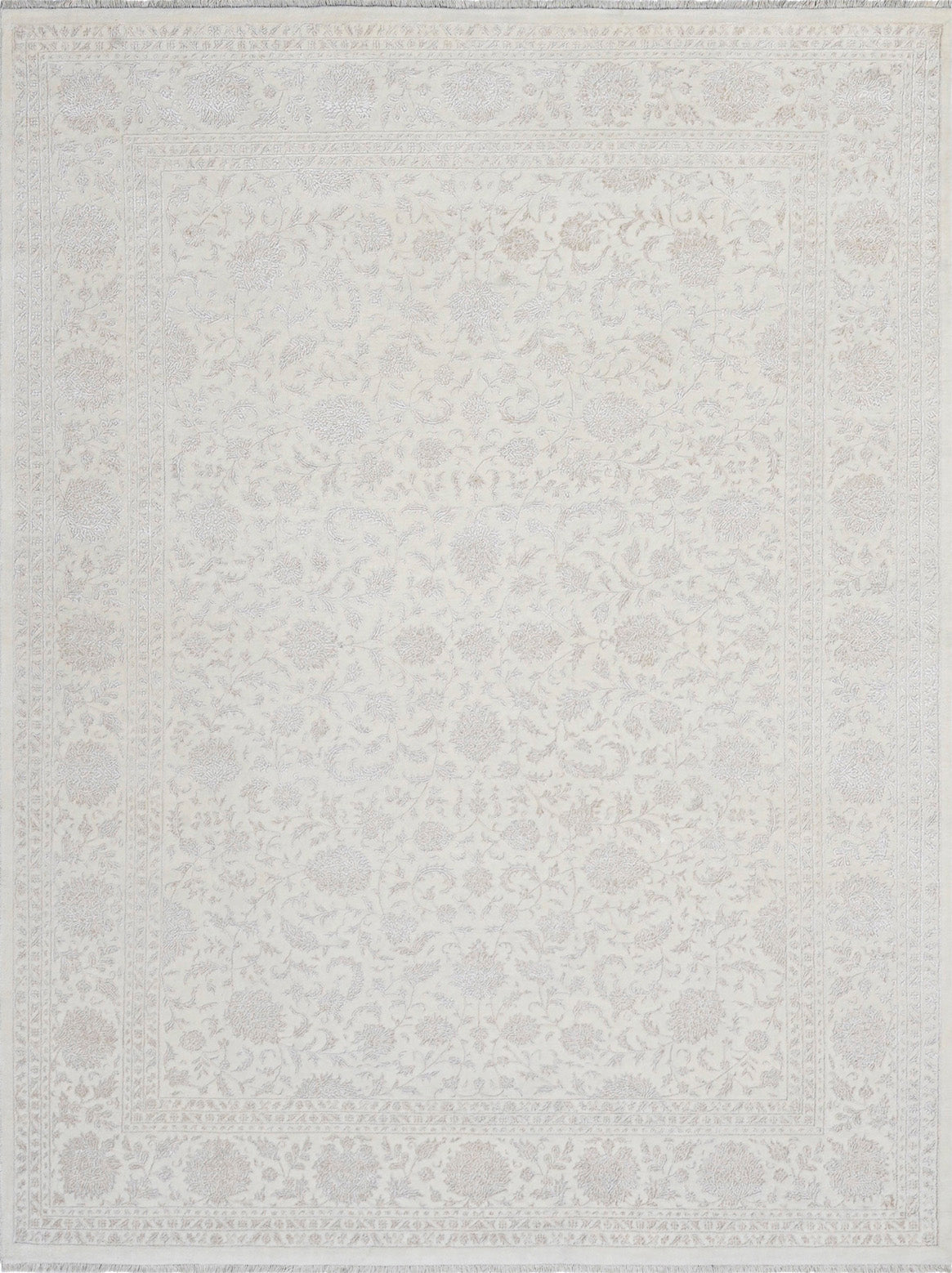 Hands DL 4369 Ivory Beige Luxury Carpet - Wool & Botanical Silk, Hand Knotted (9' x 12'6')