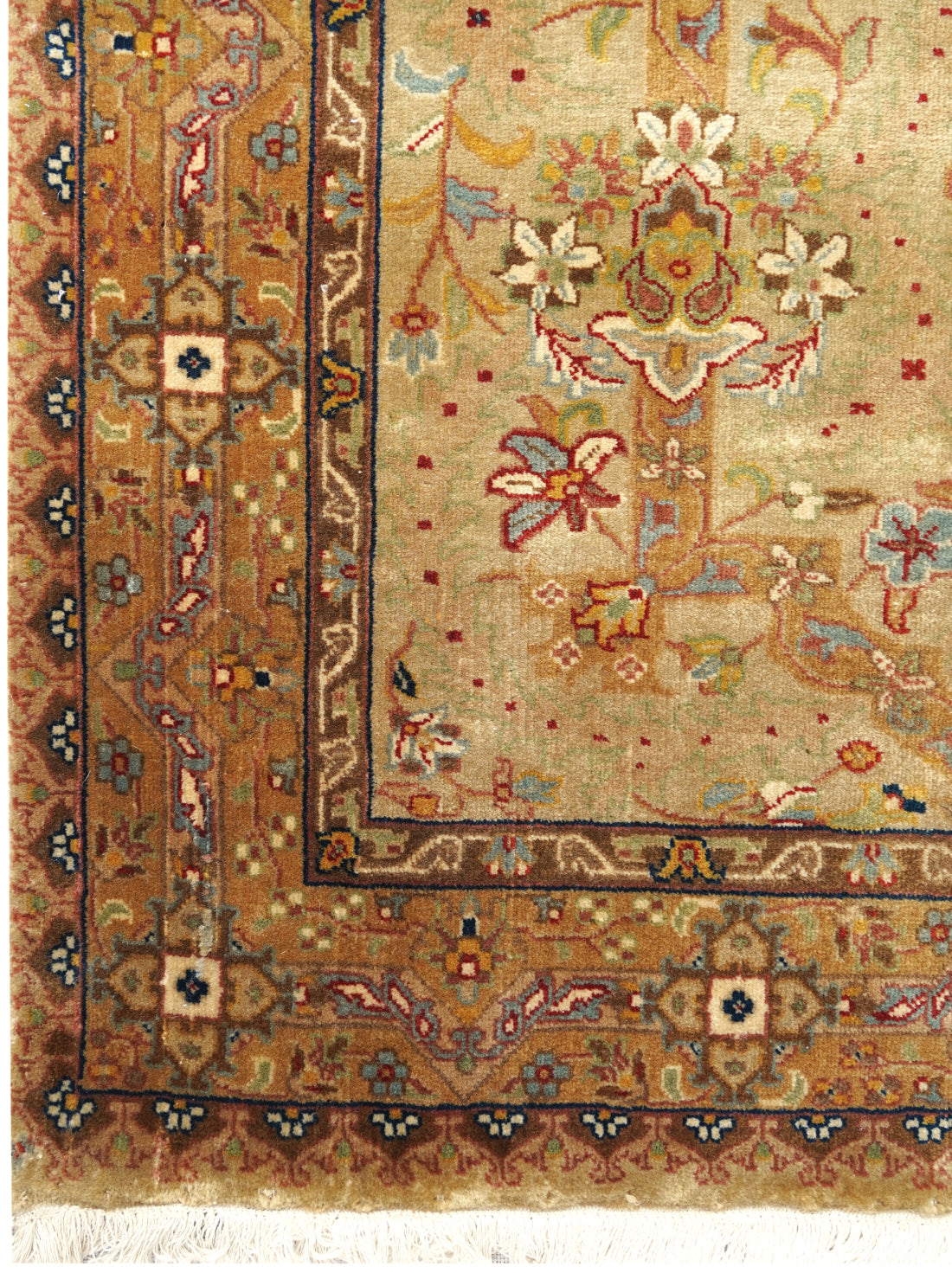 Luxury hand knotted carpet made from 100% Wool in gold grey color and 3' x 16' size