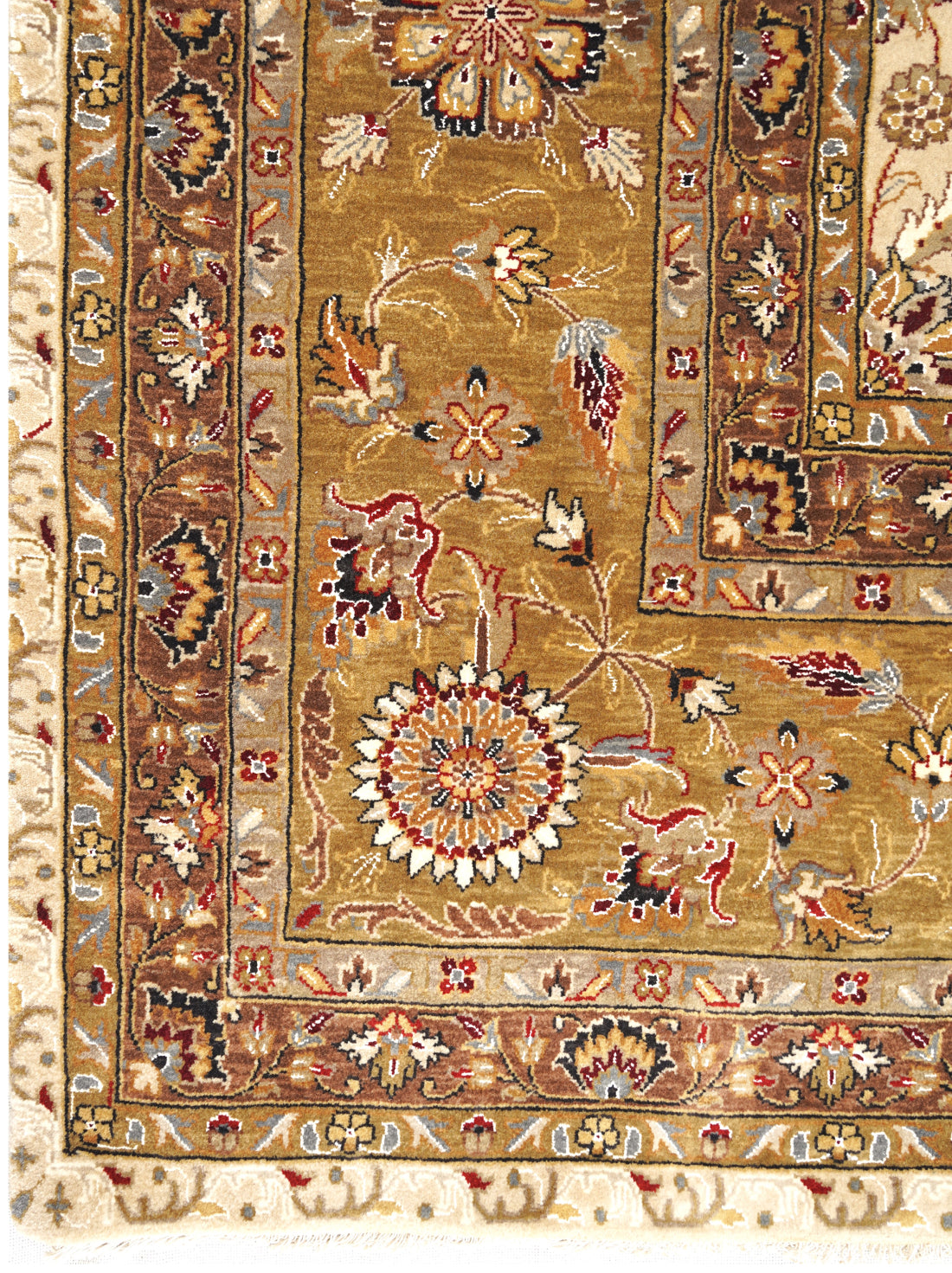 Luxury hand knotted carpet made from 100% Wool in ivory gold color and 10' x 14' size