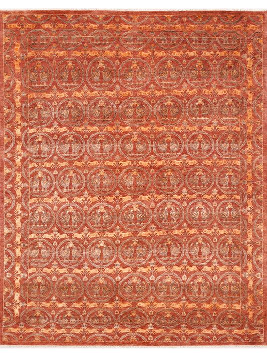 Hands DL 5032 Rust Luxury Carpet - Wool & Bamboo Silk, Hand Knotted (9' x 12')