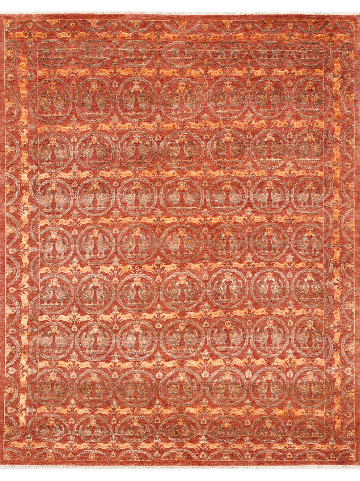 Hands DL 5033 Rust Luxury Carpet - Wool & Bamboo Silk, Hand Knotted (12' x 15')