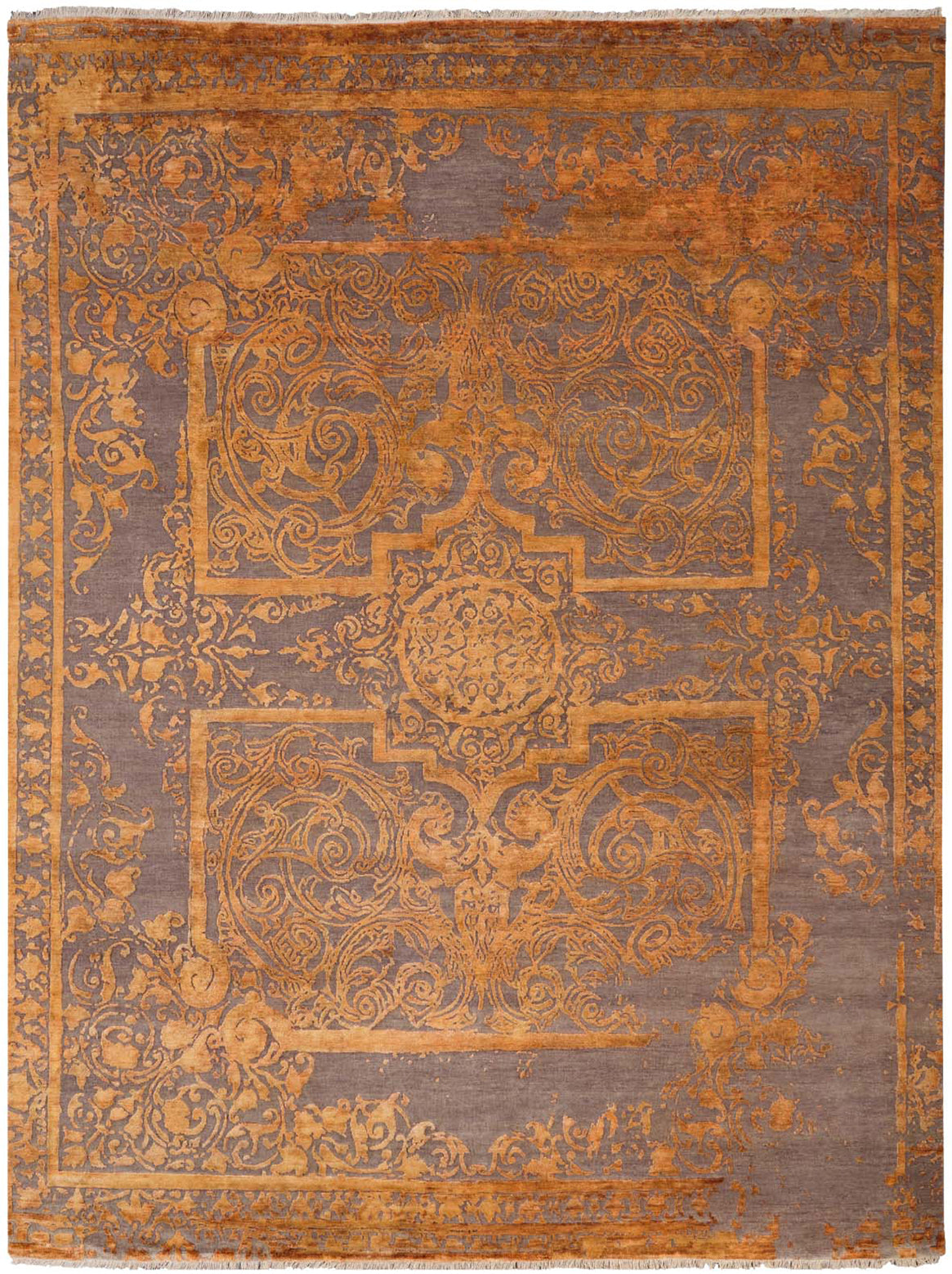 Hands ESPOIR Rust Luxury Carpet - Wool & Bamboo Silk, Hand Knotted (5'6" x 8')