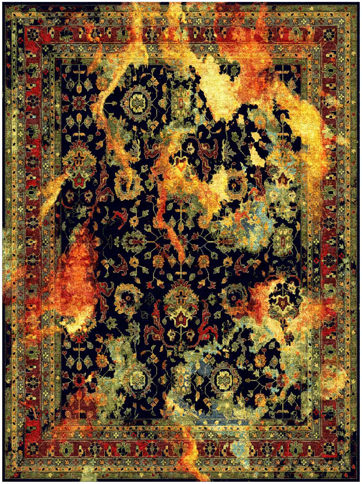 Hands FLARE Multi Luxury Carpet - Wool & Pure Silk, Hand Knotted (6' x 9')