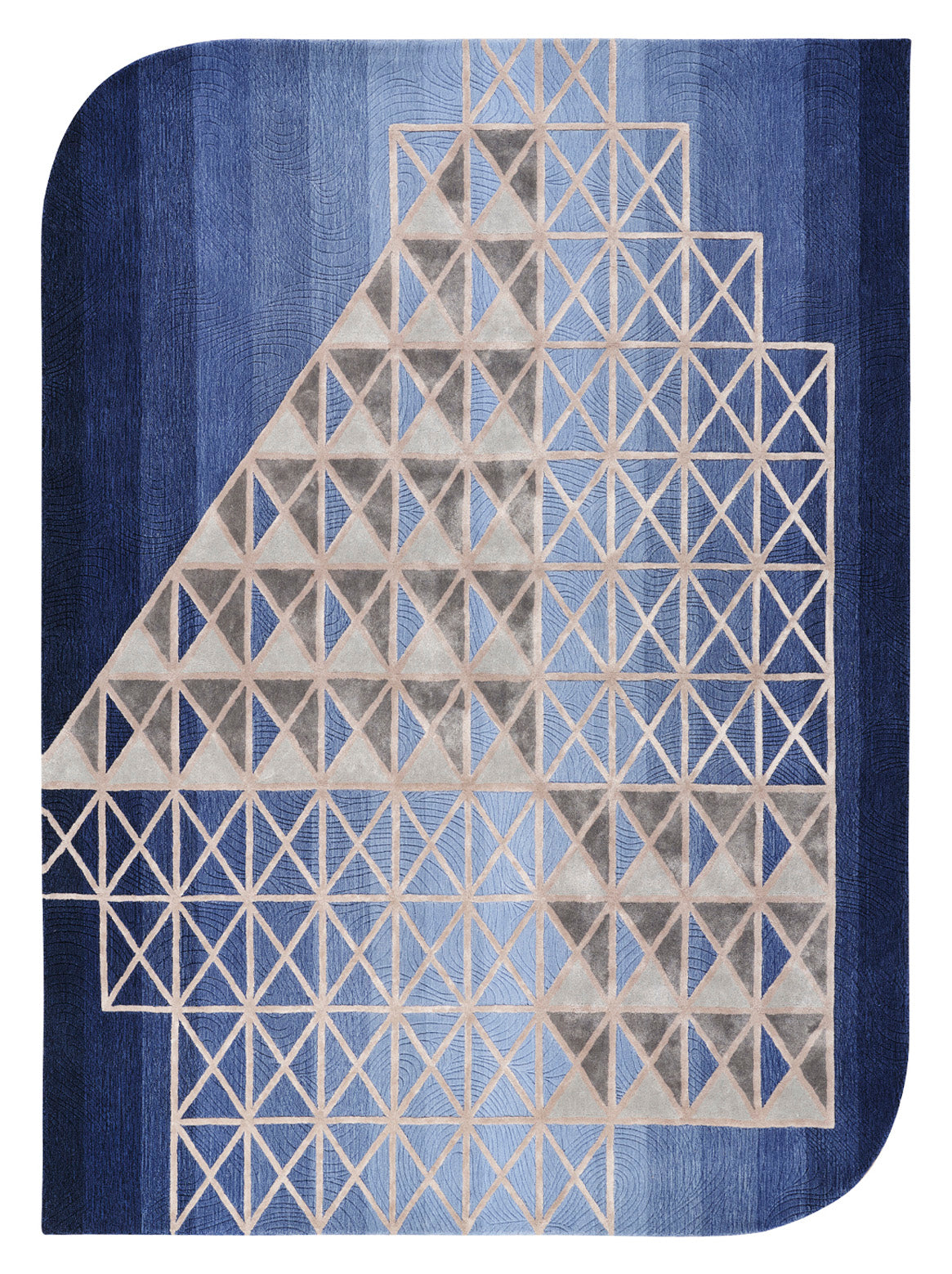 Hands FRORE Blue Luxury Carpet - Wool & Botanical Silk, Hand Tufted (7' x 9'7")