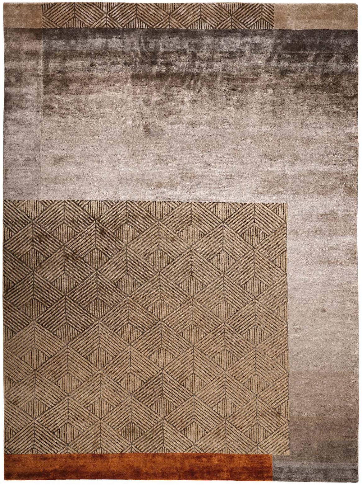 Hands HELIX Rust Luxury Carpet - 100% Botanical Silk, Hand Knotted (5'6" x 8')