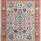 Hands HERIZ (P 4407) Blue & Rust Luxury Carpet - 100% Wool, Hand Knotted (9' x 12')