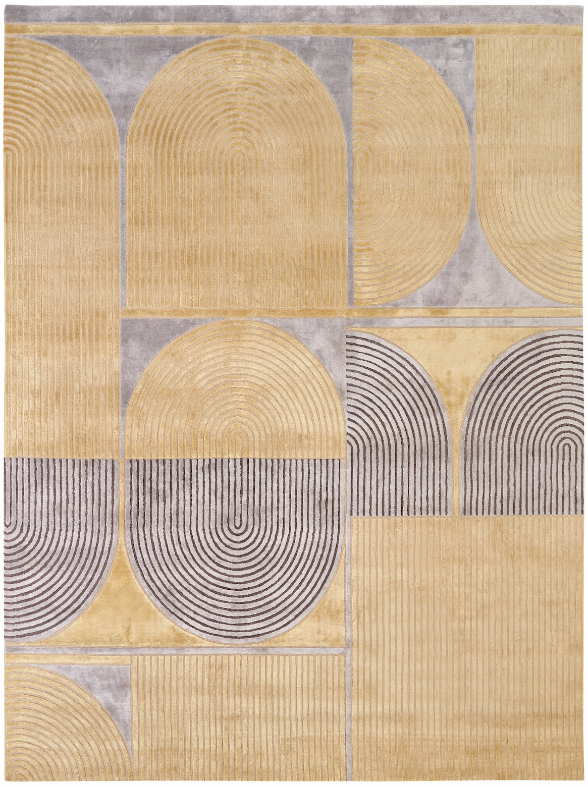 Hands IRINA Gold Luxury Carpet - Wool & Botanical Silk, Hand Knotted (5'6" x 8')