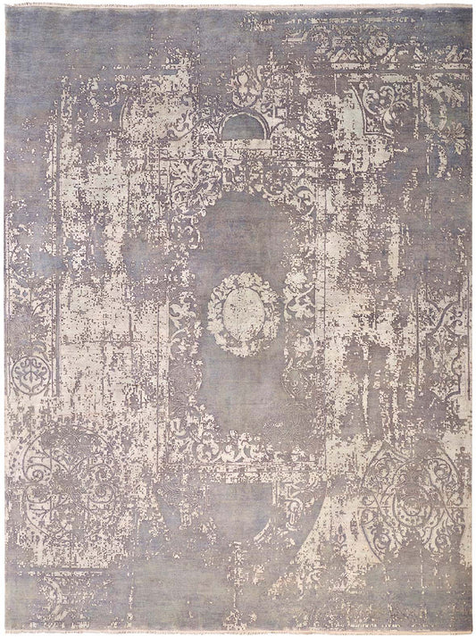 Hands L'AMOUR Silver Grey Luxury Carpet - Wool & Bamboo Silk, Hand Knotted (5'6" x 8')