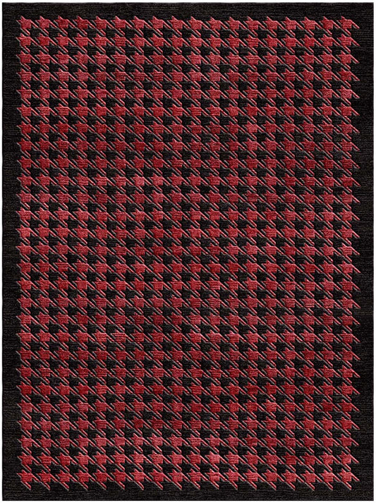 Hands MAGNUS Red & Black Luxury Carpet - Wool & Botanical Silk, Hand Tufted (3' x 5')