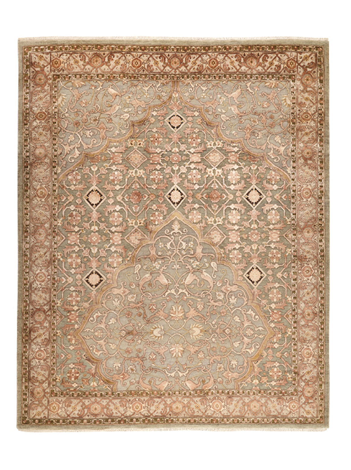 Hands MEDITERRANEA Olive Luxury Carpet - Wool & Botanical Silk, Hand Knotted (5'6" x 8')