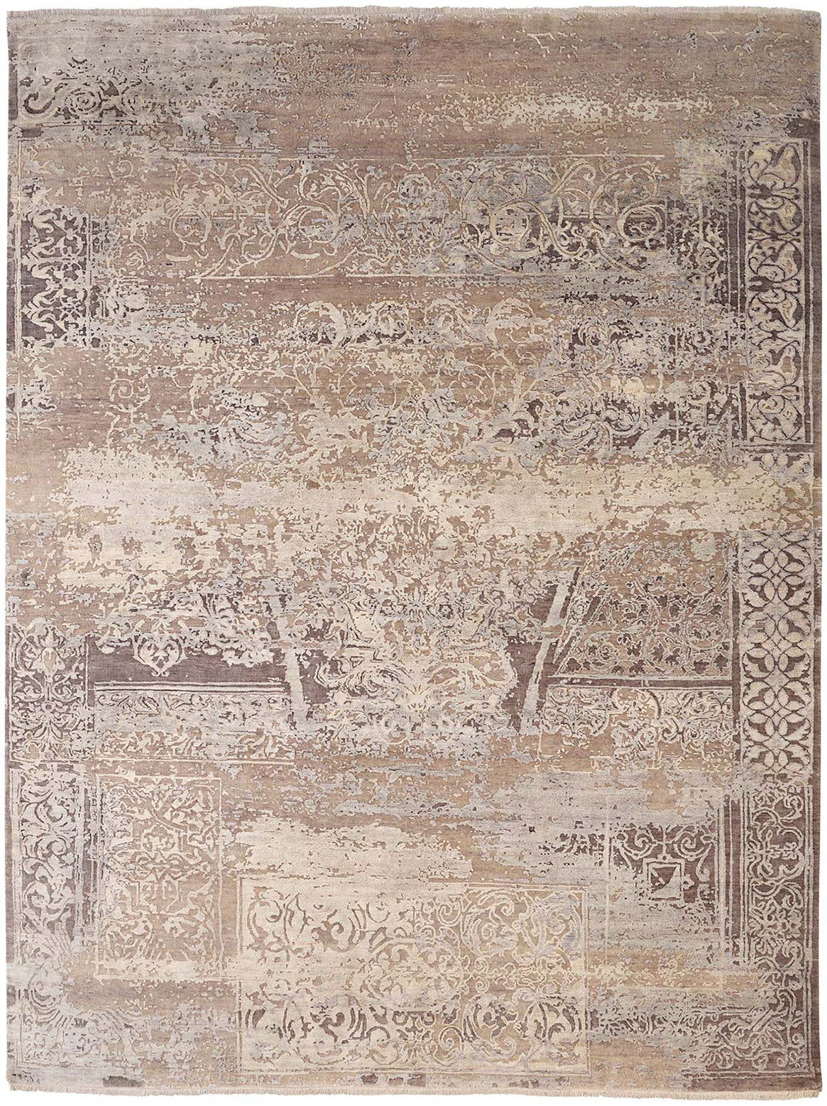 Hands MEILEUR Taupe Luxury Carpet - Wool & Bamboo Silk, Hand Knotted (5'6" x 8')