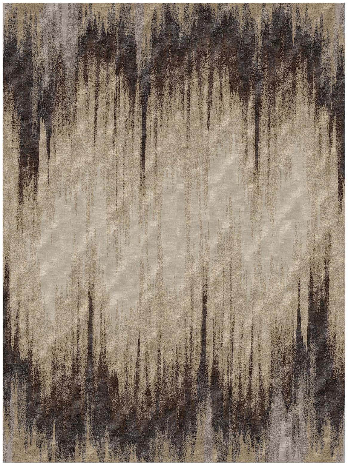 Hands MEZZOTINT Beige Grey Luxury Carpet - 100% Botanical Silk, Hand Tufted (3' x 5')