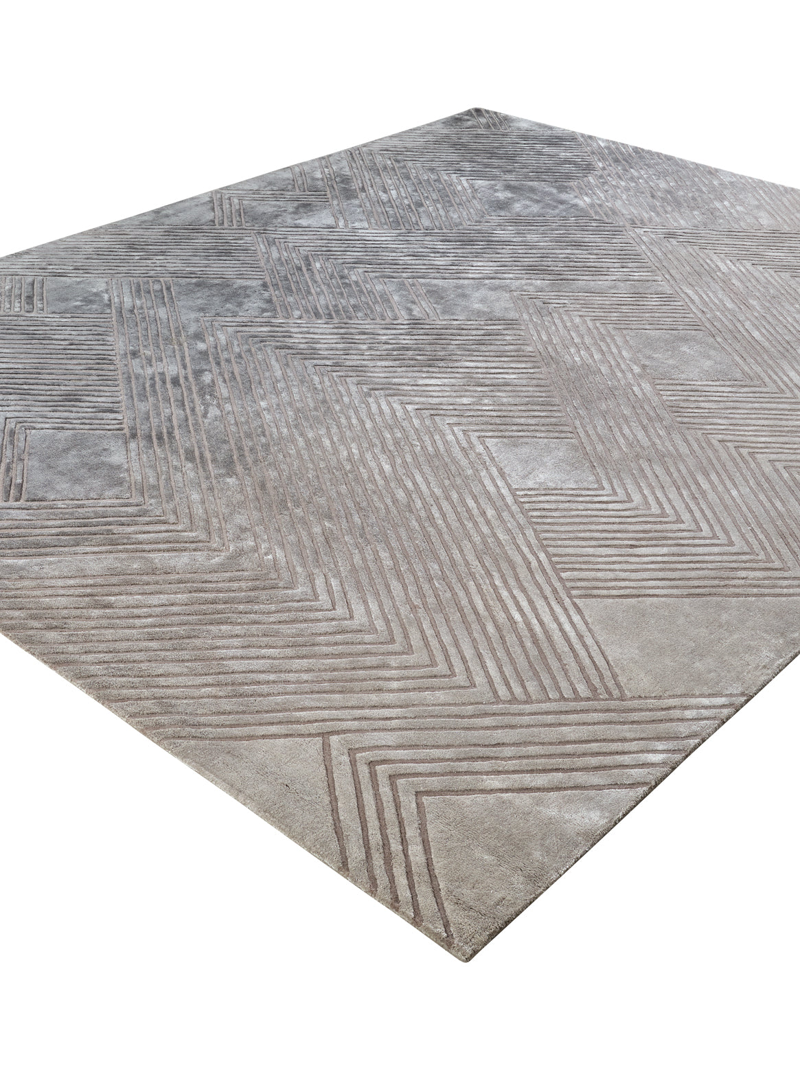 Close-up detail of luxury hand tufted carpet in Wool & Botanical Silk
