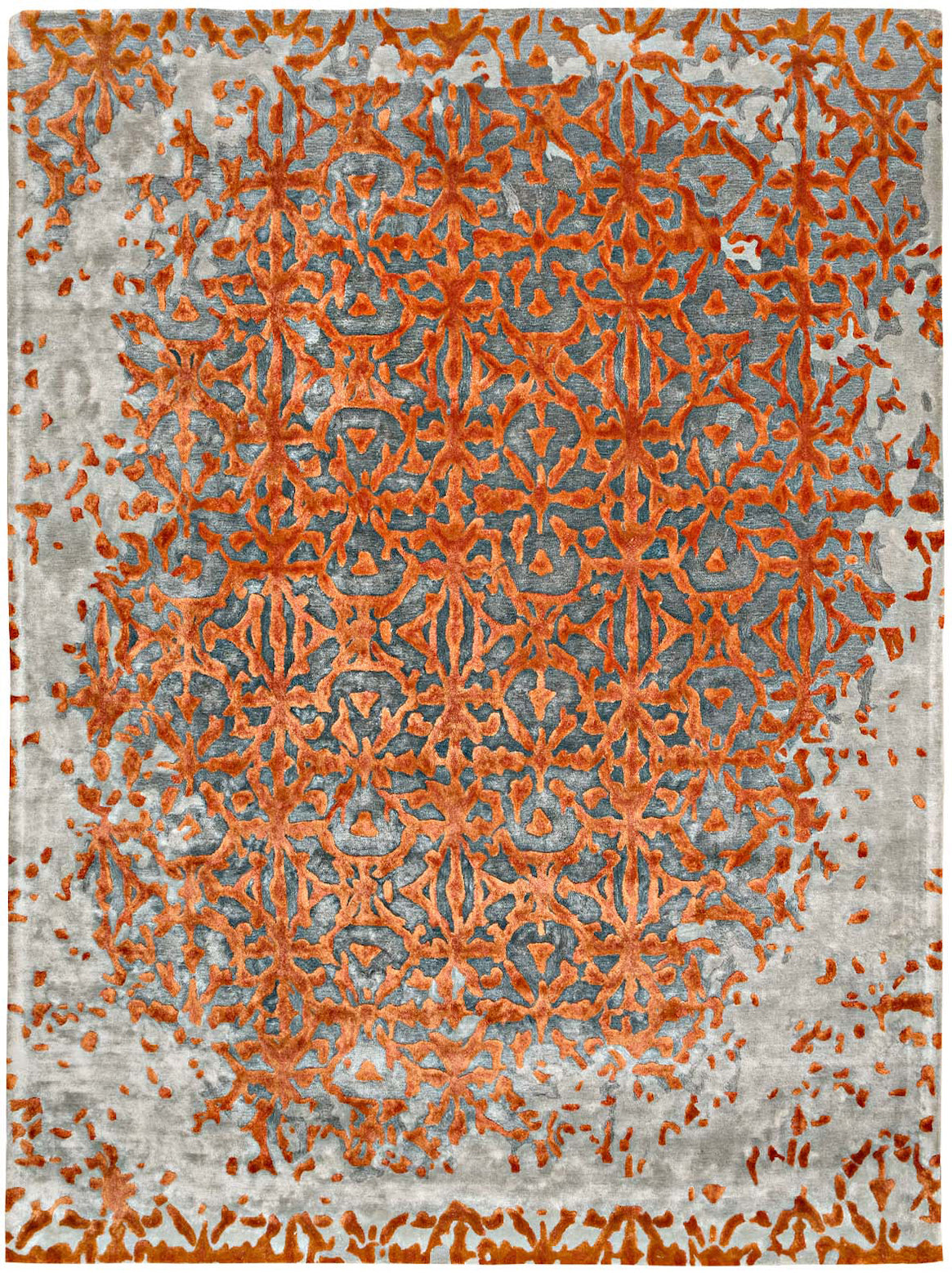 Hands OASIS Charcoal Rust Luxury Carpet - 100% Botanical Silk, Hand Tufted (3' x 5')