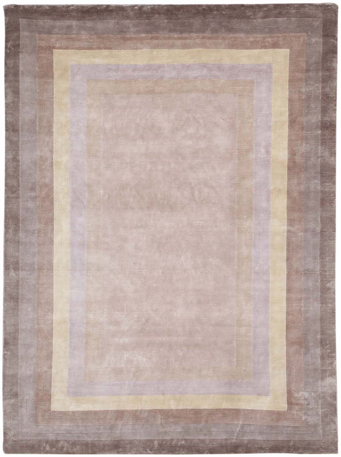 Hands PARADISE Beige Luxury Carpet - 100% Botanical Silk, Hand Knotted (5'6" x 8')