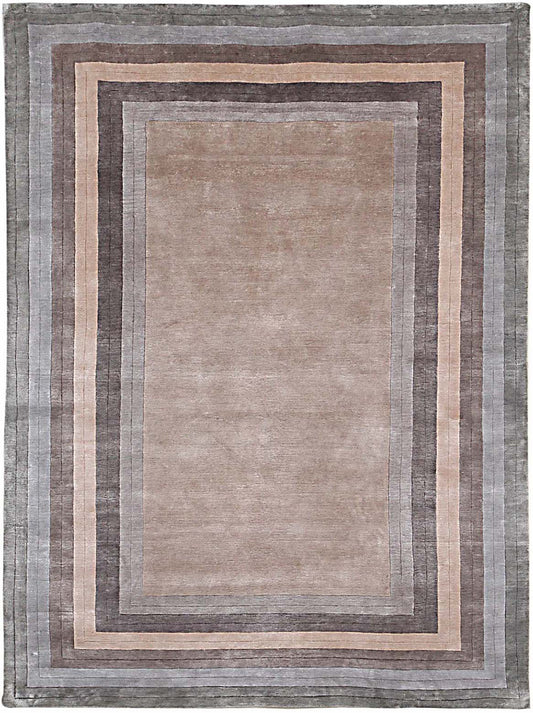 Hands PARADISE Grey Luxury Carpet - 100% Botanical Silk, Hand Knotted (5'6" x 8')