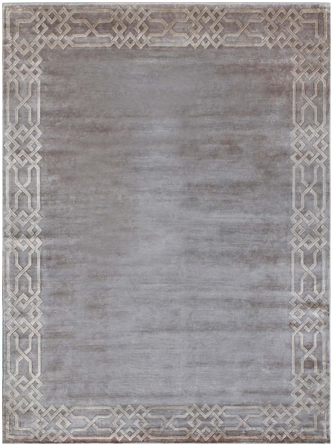 Hands PATRICE Silver Grey Luxury Carpet - 100% Botanical Silk, Hand Knotted (6' x 9')