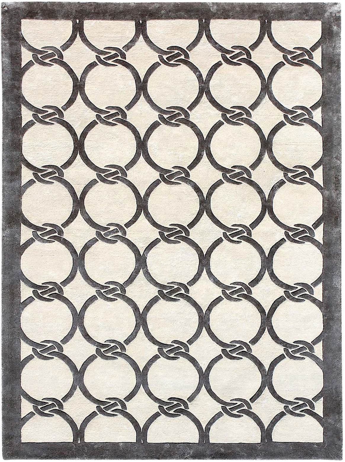 Hands RADIAL Ivory Luxury Carpet - 100% Botanical Silk, Hand Tufted (4'6" x 6'6")