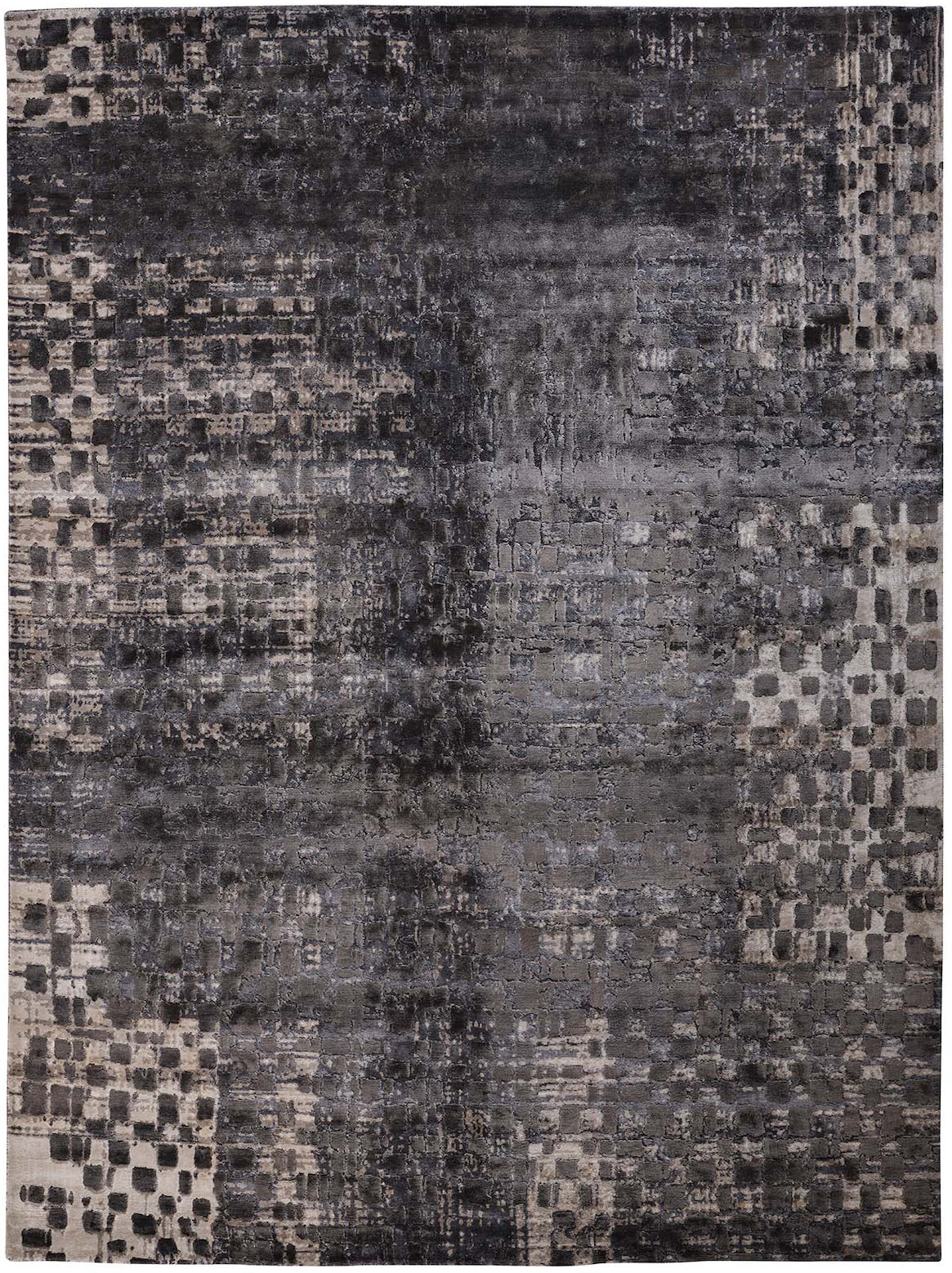 Hands RADIEUX Black & White Luxury Carpet - 100% Botanical Silk, Hand Knotted (5'6" x 8')