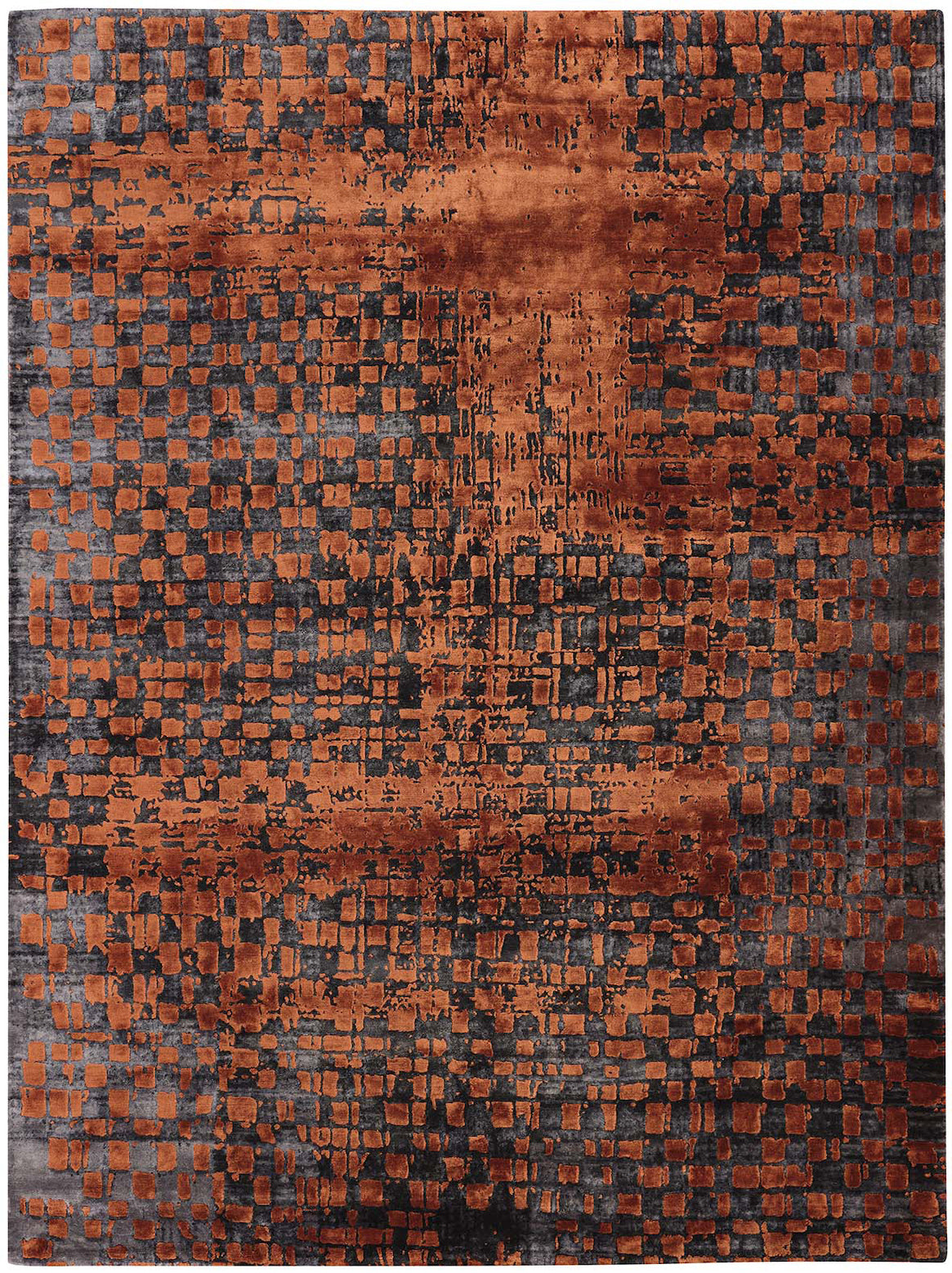 Hands RADIEUX Rust Luxury Carpet - 100% Botanical Silk, Hand Knotted (5'6" x 8')