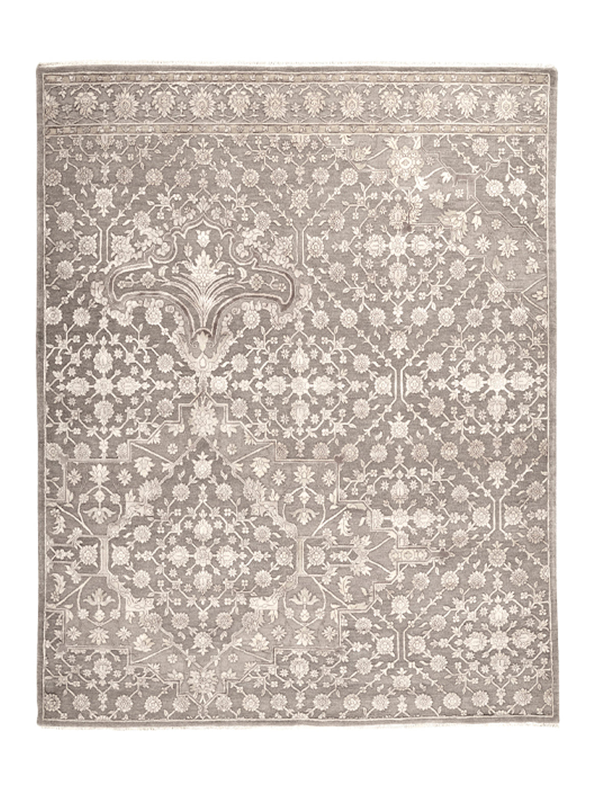 Hands RED SEA CROSSING Silver Grey Luxury Carpet - Wool & Botanical Silk, Hand Knotted (5'6" x 8')