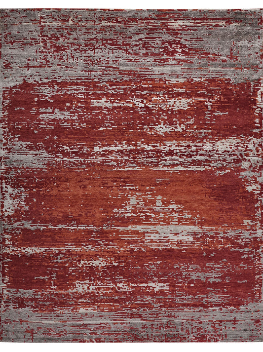 Hands ROU Red Luxury Carpet - Wool & Bamboo Silk, Hand Knotted (8' x 10')