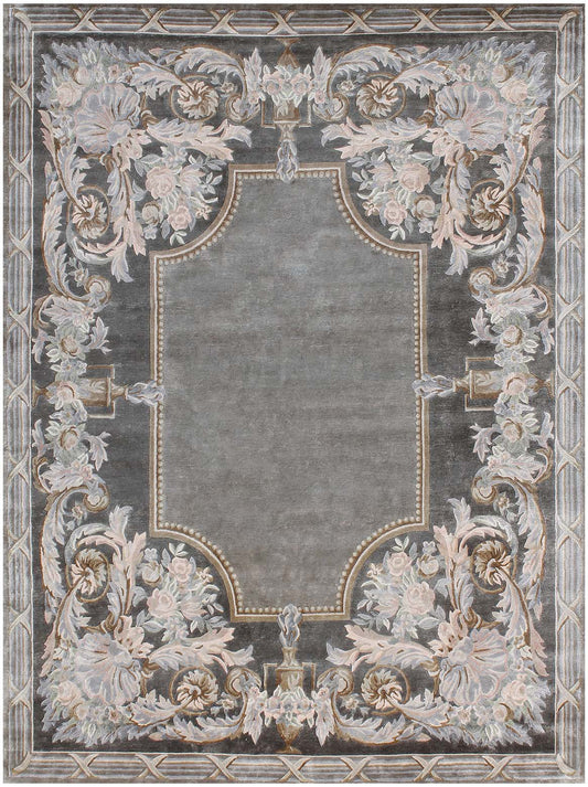 Hands SUZETTE Multi Grey Luxury Carpet - 100% Botanical Silk, Hand Knotted (8' x 10')