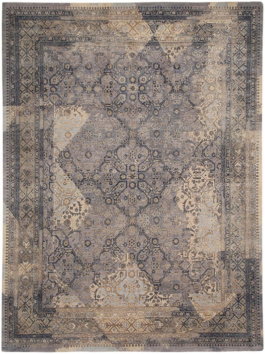 Hands UMBRA Slate Grey Luxury Carpet - Wool & Pure Silk, Hand Knotted (5'6" x 8')