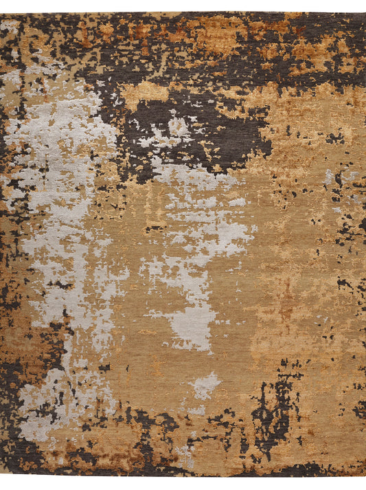 Hands VERNA Charcoal Rust Luxury Carpet - Wool & Bamboo Silk, Hand Knotted (8' x 10')