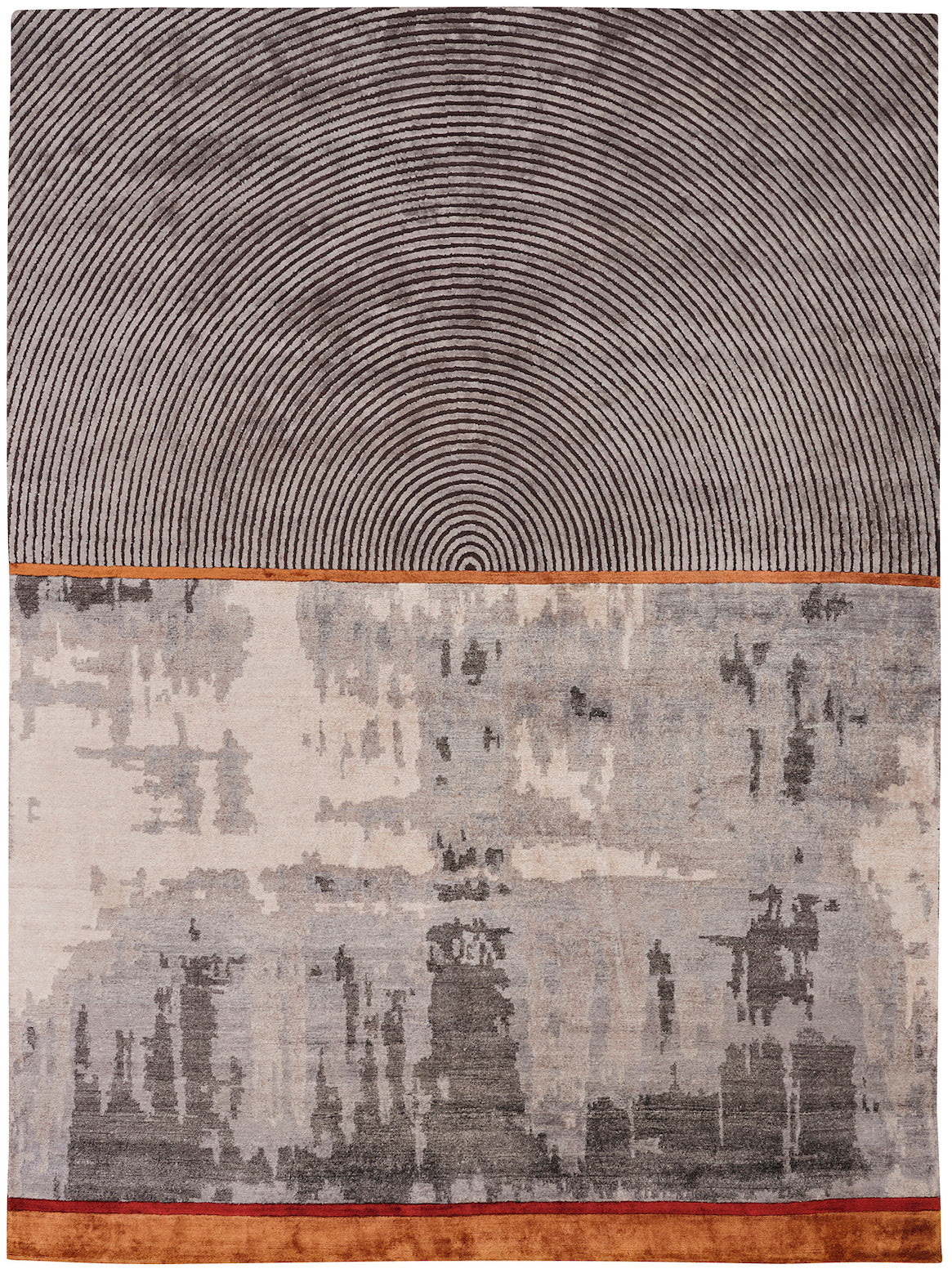 Hands VIVID Rust Luxury Carpet - Wool & Botanical Silk, Hand Knotted (5'6" x 8')