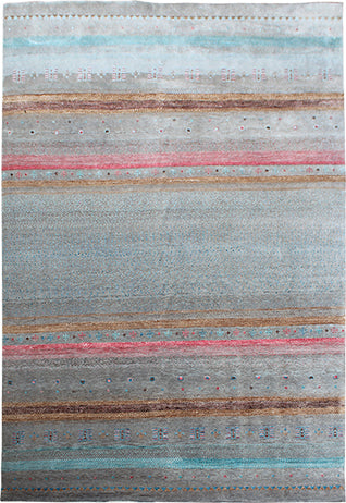 Hands P 113 Multi Luxury Carpet - Wool & Silk, Hand Knotted (5'6" x 8')