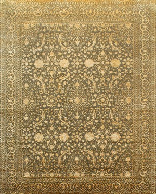 Hands P 27109 Beige Gold Luxury Carpet - Wool & Botanical Silk, Hand Knotted (9' x 12')