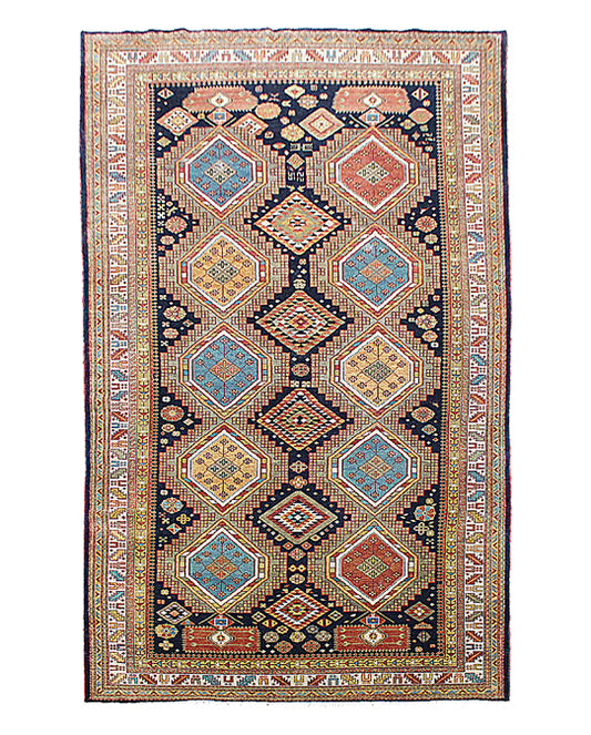 Hands DL 1563 Blue & Ivory Luxury Carpet - 100% Wool, Hand Knotted (6'6" x 13')