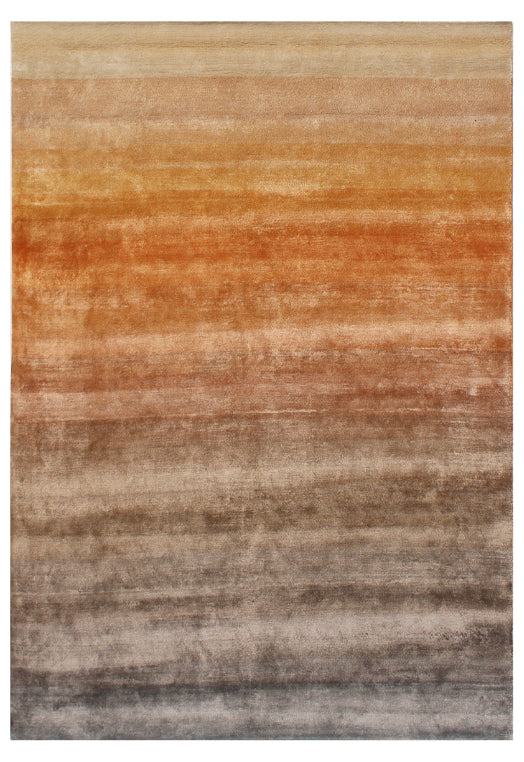 Hands DEGREE Beige Rust Luxury Carpet - 100% Botanical Silk, Hand Knotted (5'6" x 8')