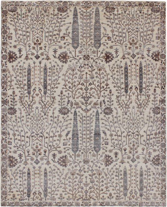 Hands DL 786 Beige Brown Luxury Carpet - Wool & Botanical Silk, Hand Knotted (8' x 10')