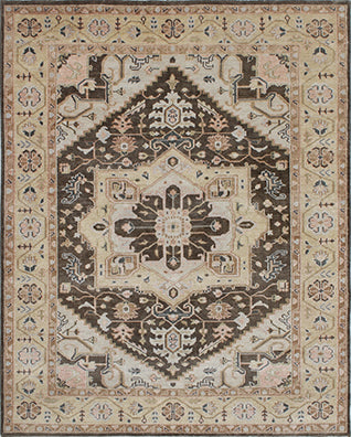 Hands P 4033 Beige Brown Luxury Carpet - 100% Wool, Hand Knotted (9' x 12')