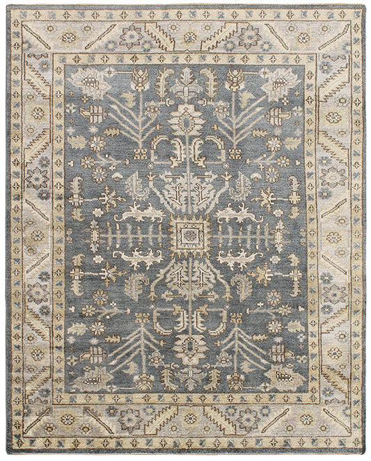 Hands P 4169 Beige Blue Luxury Carpet - 100% Wool, Hand Knotted (8' x 10')